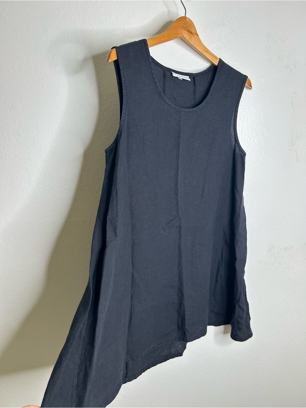Bryn Walker 100% Linen Scoop Neck Black Tank Loose Fit Shift Dress